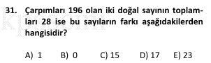 Online KPSS Matematik Deneme Sınavı 6 Çöz