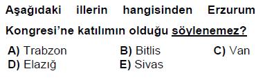 KPSS Cini Kongreler Dönemi Testi