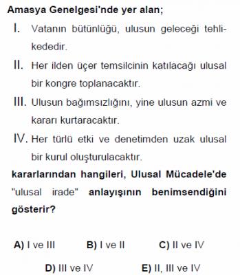 KPSS Cini Kongreler Dönemi Testi