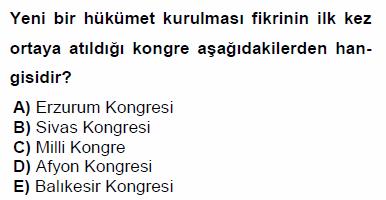 KPSS Cini Kongreler Dönemi Testi