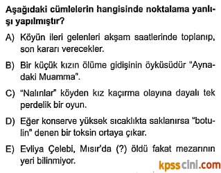 noktalama işaretleri testi çöz